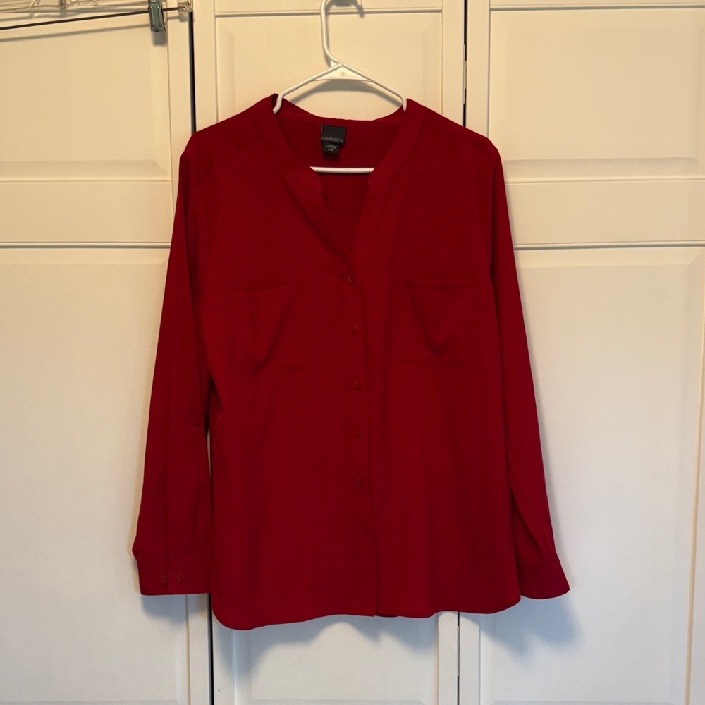 Covington Red Button-Up Blouse